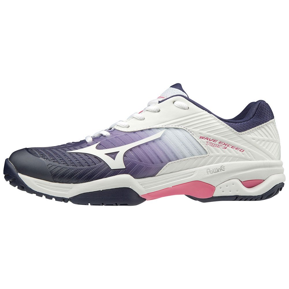 Women's Mizuno Tennis Shoes White/Pink WAVE EXCEED TOUR 3AC Shoes - 61GA187114